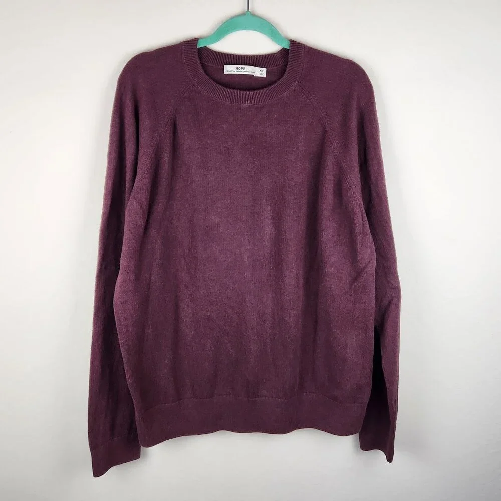 HOPE Stockholm Unisex Knit Crewneck Rule Sweater Burgundy sz 50 (US L)